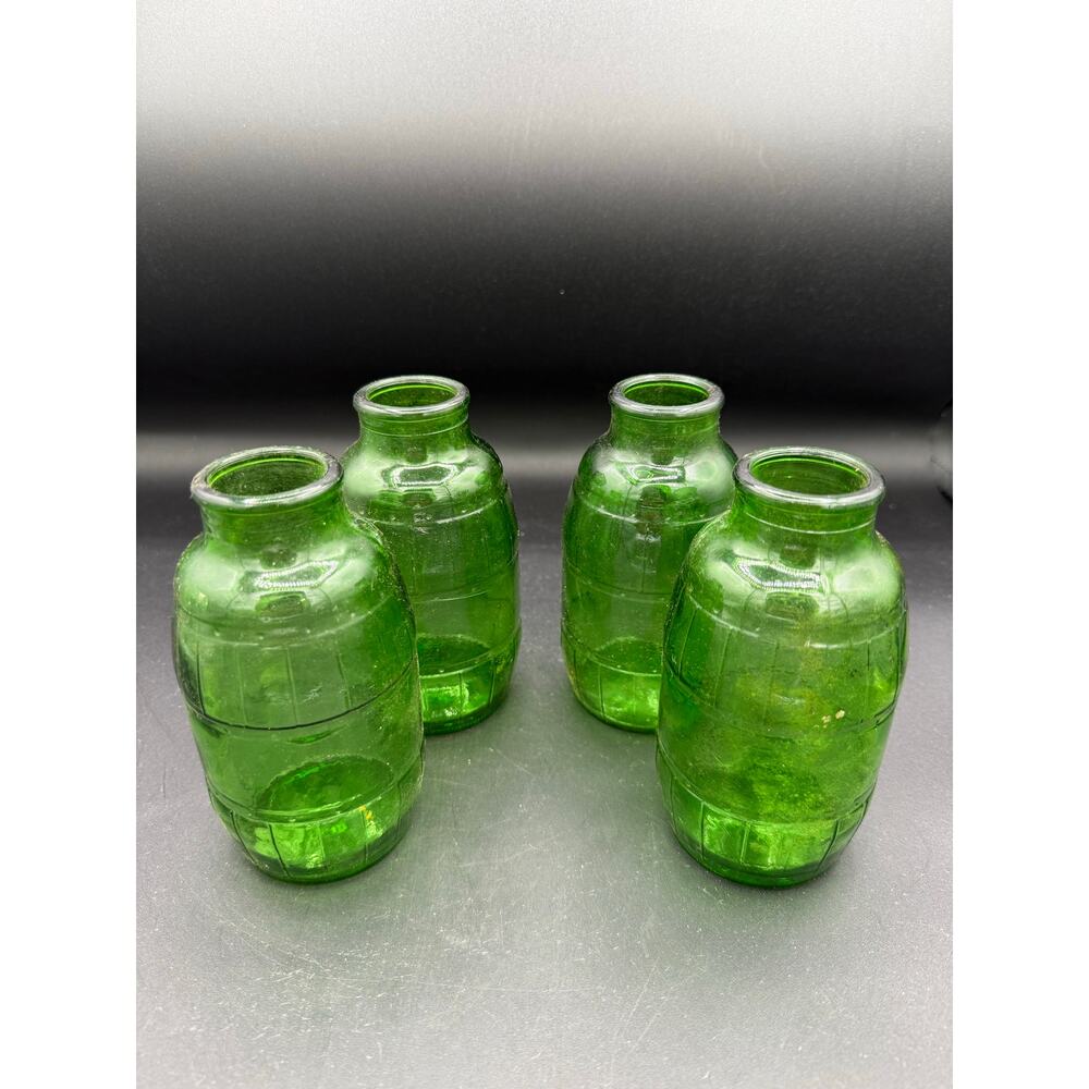 4 Vintage Mickey’s Barrel Bottles - Green (1973) - great condition